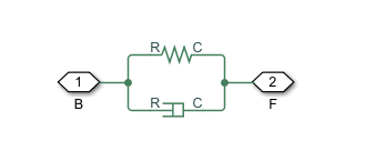 Parallel spring and damper with an in port and an out port.