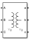 Three-Phase Transformer (Two Windings) block