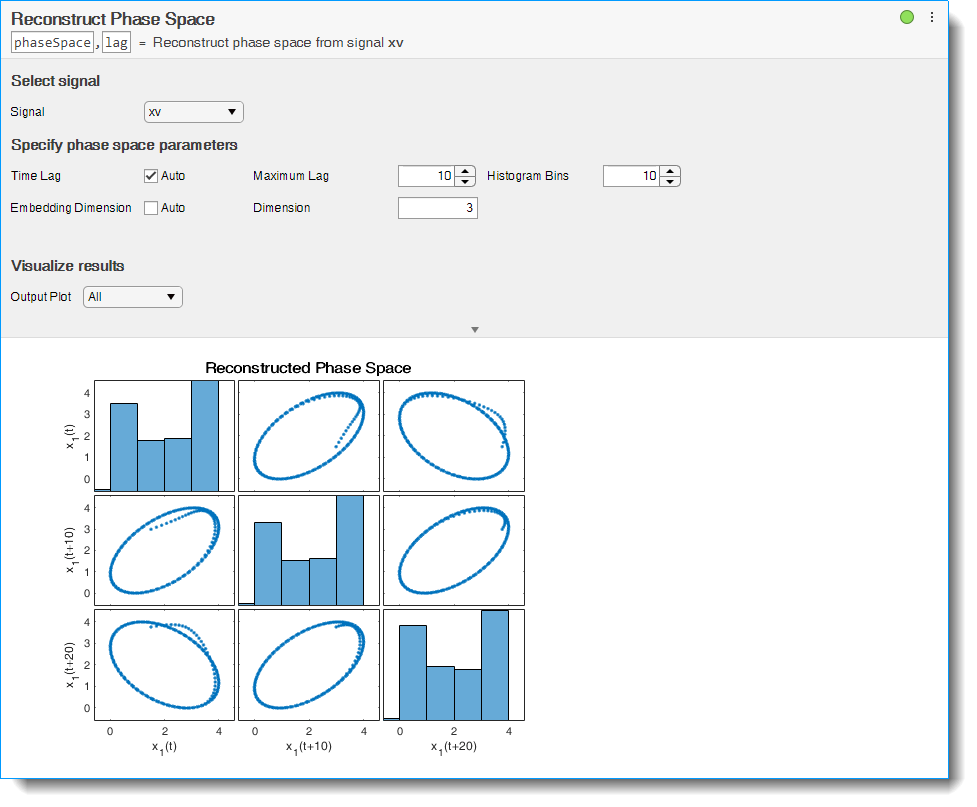 Reconstruct Phase Space task in Live Editor