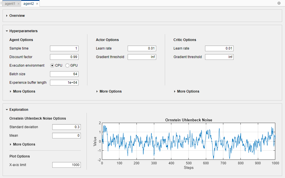 Document for viewing and editing properties of new agent.