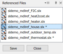 The Referenced Files pane lists referenced files, such as models, that are loaded.