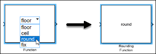 List of fixed parameter values shown on the block icon.