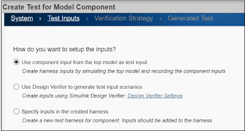 Wizard section showing options to set up the inputs.