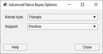 Advanced naive Bayes options selected