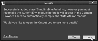 Unreal Editor confirmation message