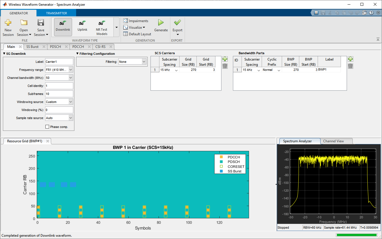 5G Waveform Generator app