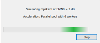 Monte Carlo Simulation progress dialog box, which has a stop button