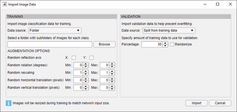 Import Image Data dialog box