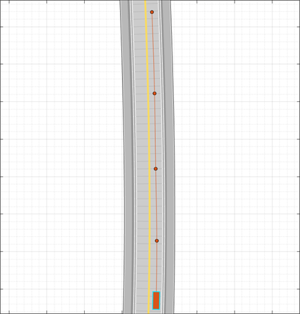 Imported road after adding actor and its trajectory