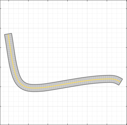 The road network of the MathWorks Apple Hill campus in the Driving Scenario Designer app.