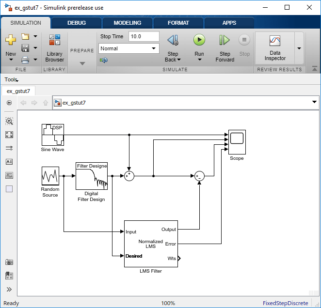 Snapshot of the ex_gstut7 model.