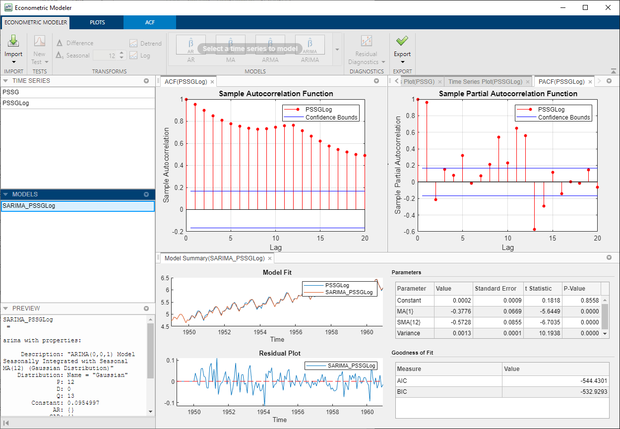 Econometric Modeler app