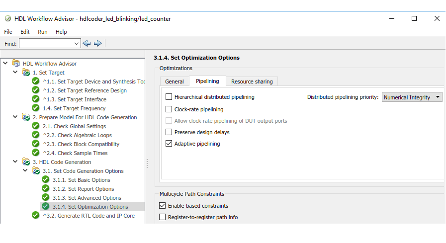 Optimization options in the HDL Workflow Advisor for Simulink HDL Code Generation