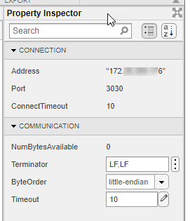 TCP/IP Explorer app showing Property Inspector.