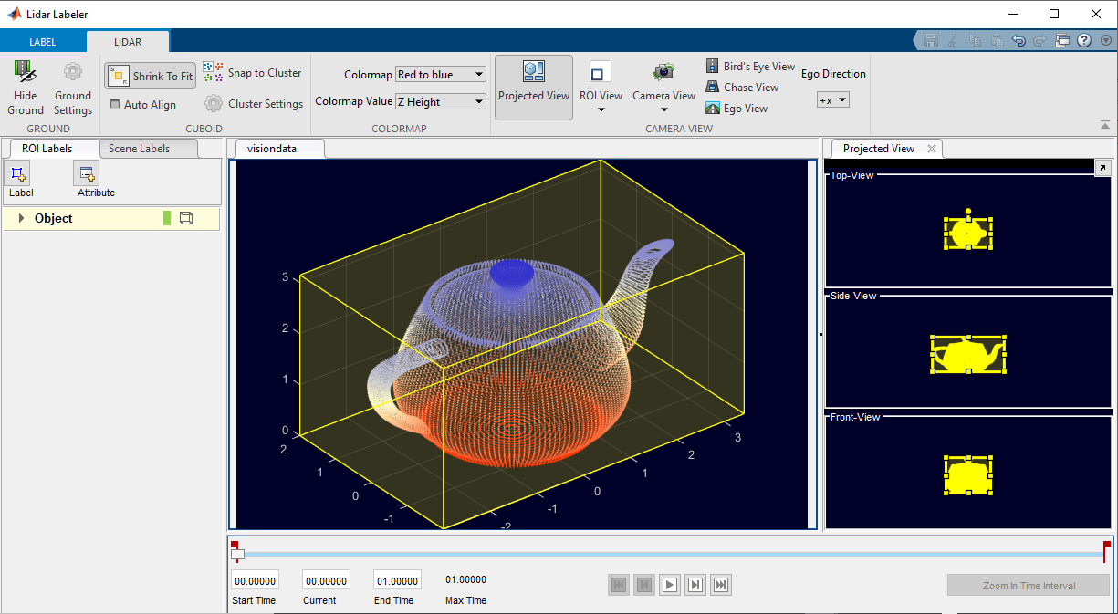 Projected view of point cloud data