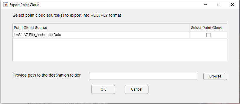 Export Point Cloud dialog box