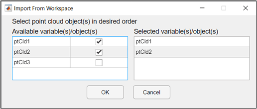 Import Workspace dialogue box