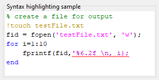 Syntax highlighting sample panel showing strings in magenta and unterminated strings in purple.