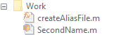 Work folder with createAliasFIle and SecondName files