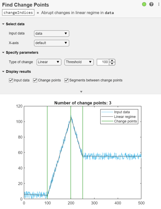 Find Change Points task in Live Editor