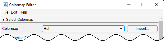 Colormap Editor with the hot colormap selected