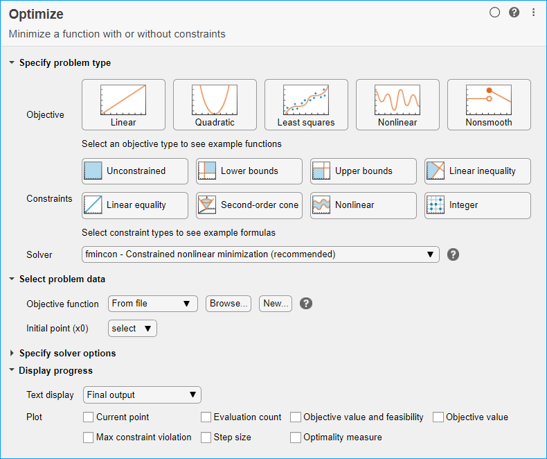 View of the Optimize Live Task