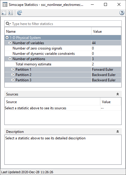 Statistics Viewer showing the Partitioning details