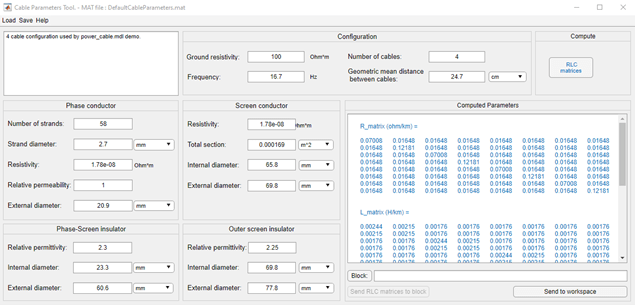 Cable Parameters Tool app