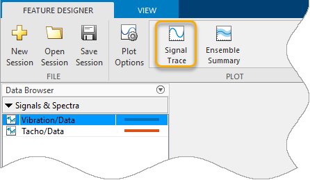 The Signal Trace Icon is the second icon from the right in this portion of the feature designer tab.