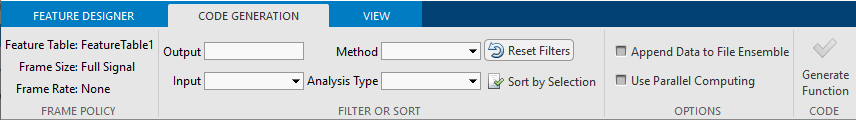 List of all possible outputs with selections grouped at the top