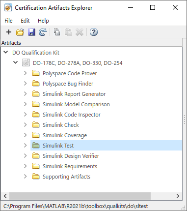 File location of a selected folder is displayed on the status bar, which is located at the bottom of the Artifacts Explorer.