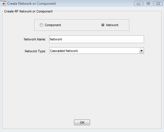 Create RF component dialog box