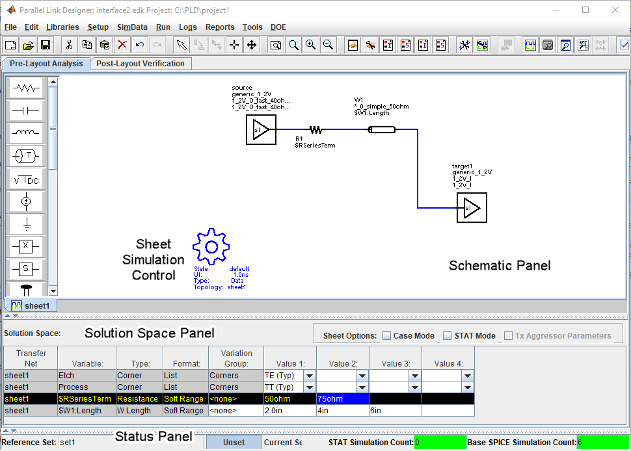 Panels in pre-layout analysis tab