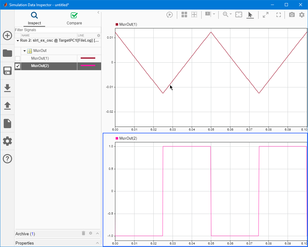 Image of the Simulation Data Inspector with zoom on deferred values