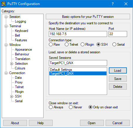 Image of target computer commands in PUTTY