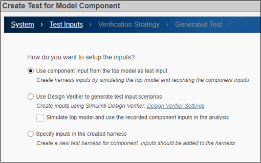 Wizard section showing options to set up the inputs.