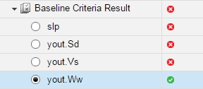 Baseline criteria result signals