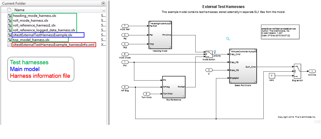 External test harness and files list