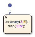 Stateflow chart that uses the every operator in a state.