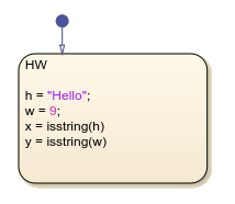 Stateflow chart that uses the blanks operator in a state.