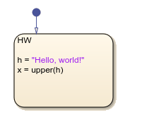 Stateflow chart that uses the upper operator in a state.