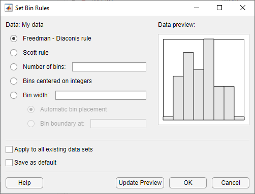 Set Bin Rules dialog box