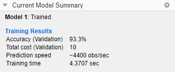 Sample Current Model Summary pane