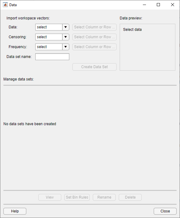 Data dialog box