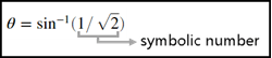 A picture showing symbolic number that represents the argument of an inverse trigonometric function.