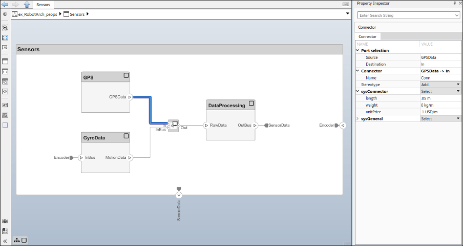 The GPS Data port connector is selected