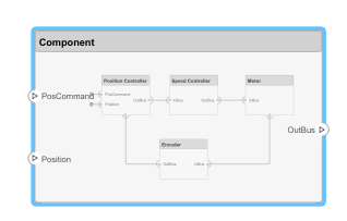 Selected component surrounded by light blue highlight.