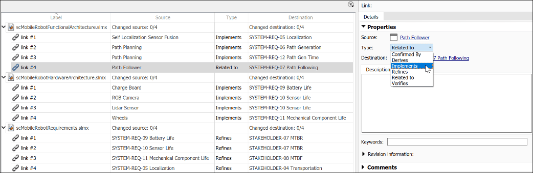 Change requirement link from Related to into Implements.