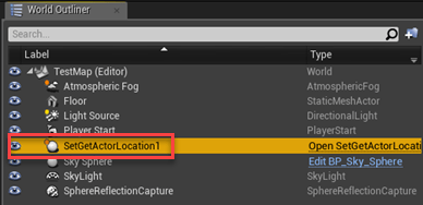 Unreal Editor World Outliner tab