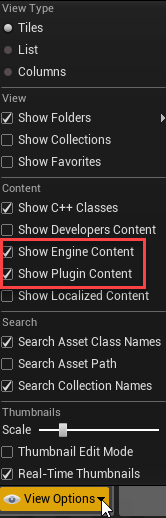 Unreal Editor options